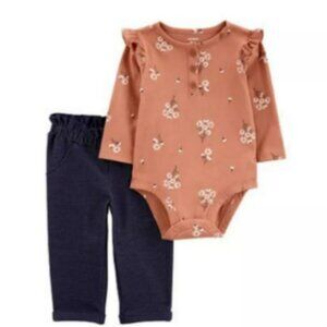 NWT Baby Girl Carter's 2-Piece Floral Bodysuit & Denim Pants Set, Girl's